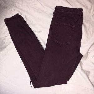 maroon ripped jeans